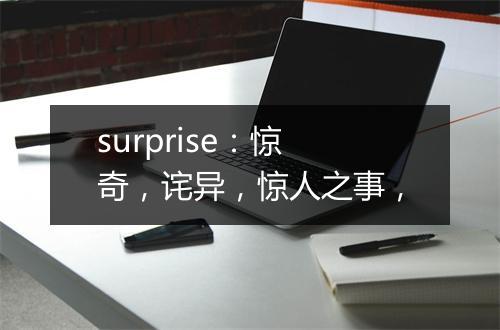 surprise：惊奇，诧异，惊人之事，