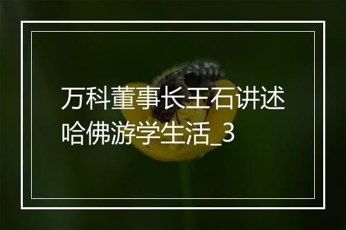 万科董事长王石讲述哈佛游学生活_3