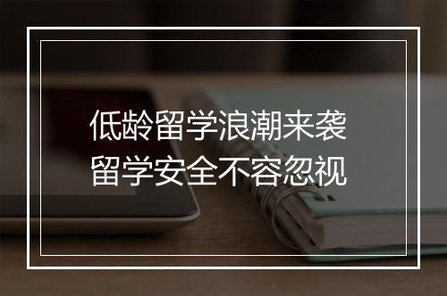 低龄留学浪潮来袭 留学安全不容忽视