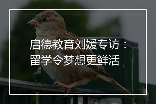 启德教育刘媛专访：留学令梦想更鲜活