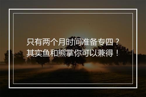 只有两个月时间准备专四？其实鱼和熊掌你可以兼得！