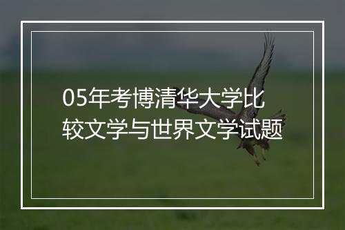 05年考博清华大学比较文学与世界文学试题