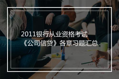 2011银行从业资格考试《公司信贷》各章习题汇总