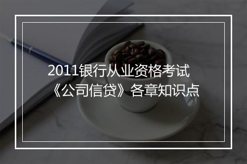 2011银行从业资格考试《公司信贷》各章知识点