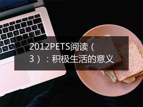 2012PETS阅读（3）：积极生活的意义