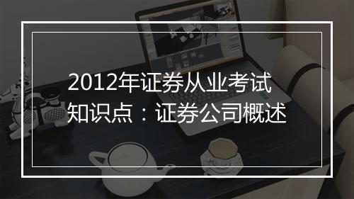 2012年证券从业考试知识点：证券公司概述