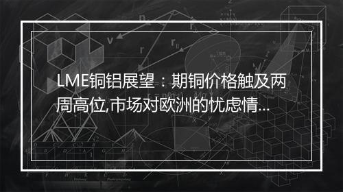 LME铜铝展望：期铜价格触及两周高位,市场对欧洲的忧虑情绪趋于缓