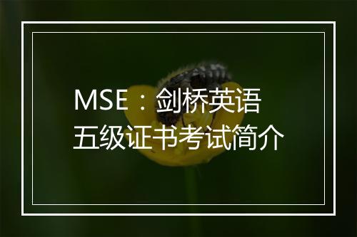 MSE：剑桥英语五级证书考试简介