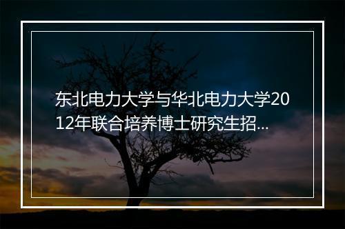 东北电力大学与华北电力大学2012年联合培养博士研究生招生简章