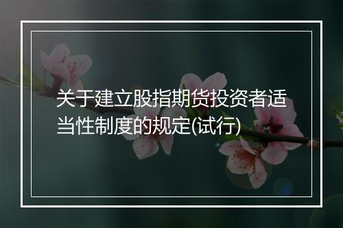 关于建立股指期货投资者适当性制度的规定(试行)