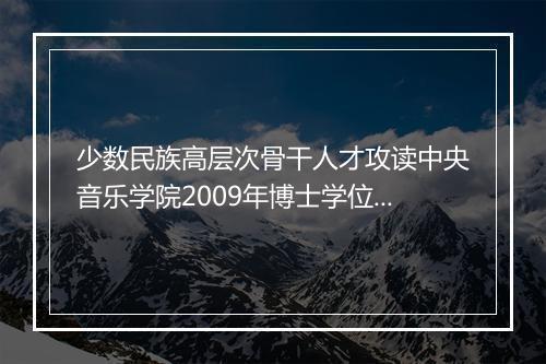 少数民族高层次骨干人才攻读中央音乐学院2009年博士学位研究生招生信息