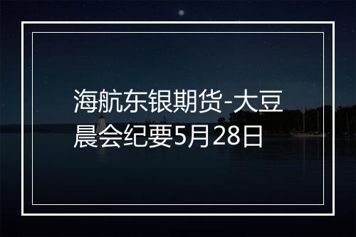 海航东银期货-大豆晨会纪要5月28日