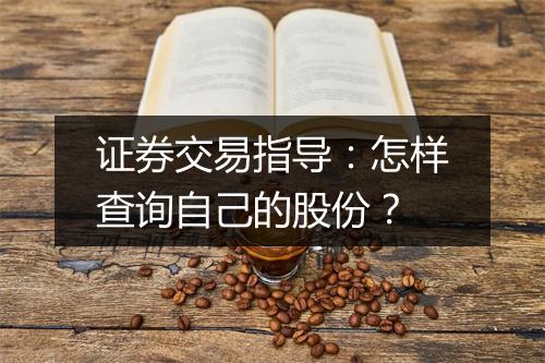 证券交易指导：怎样查询自己的股份？