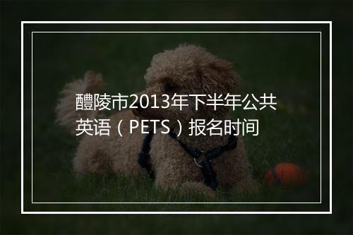 醴陵市2013年下半年公共英语（PETS）报名时间