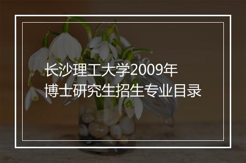 长沙理工大学2009年博士研究生招生专业目录