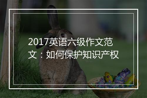 2017英语六级作文范文：如何保护知识产权