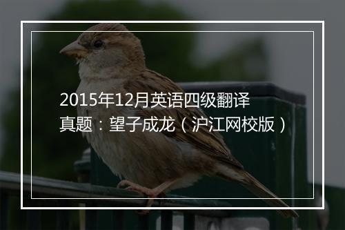 2015年12月英语四级翻译真题：望子成龙（沪江网校版）