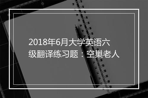 2018年6月大学英语六级翻译练习题：空巢老人