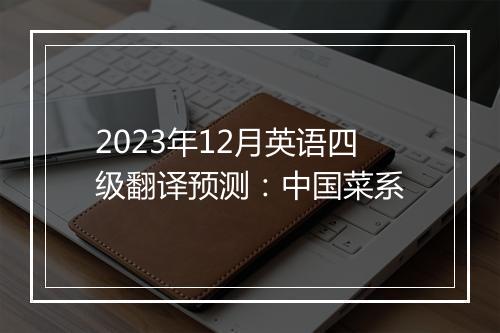 2023年12月英语四级翻译预测：中国菜系