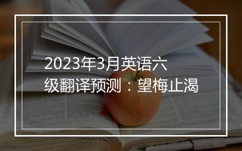 2023年3月英语六级翻译预测：望梅止渴