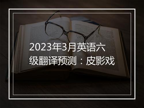 2023年3月英语六级翻译预测：皮影戏