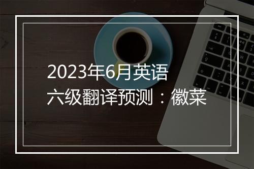 2023年6月英语六级翻译预测：徽菜