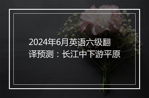 2024年6月英语六级翻译预测：长江中下游平原