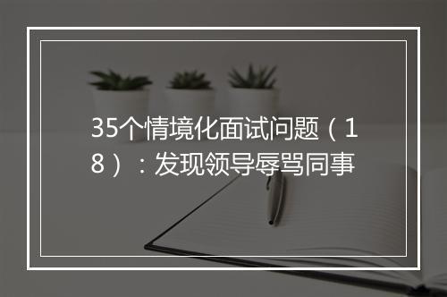 35个情境化面试问题（18）：发现领导辱骂同事