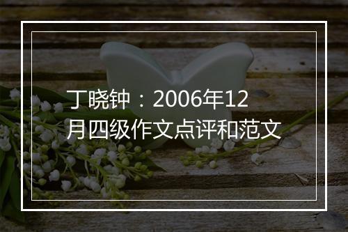 丁晓钟：2006年12月四级作文点评和范文