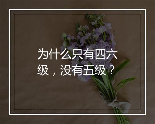 为什么只有四六级，没有五级？