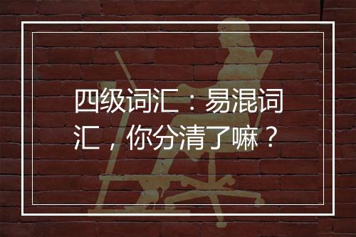 四级词汇：易混词汇，你分清了嘛？