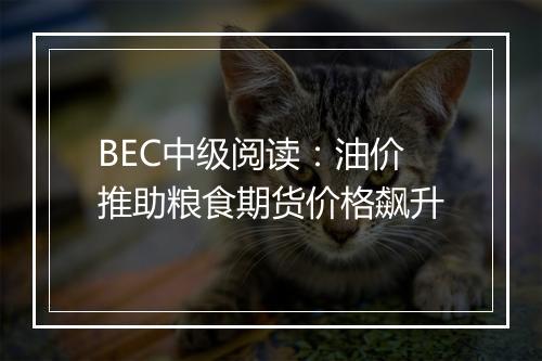 BEC中级阅读：油价推助粮食期货价格飙升