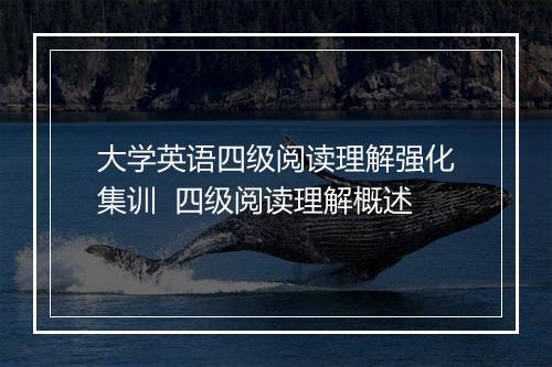 大学英语四级阅读理解强化集训  四级阅读理解概述