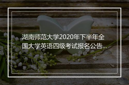 湖南师范大学2020年下半年全国大学英语四级考试报名公告！