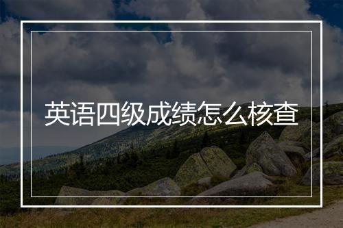 英语四级成绩怎么核查