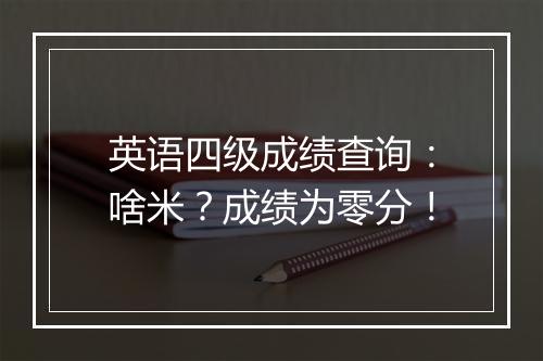 英语四级成绩查询：啥米？成绩为零分！