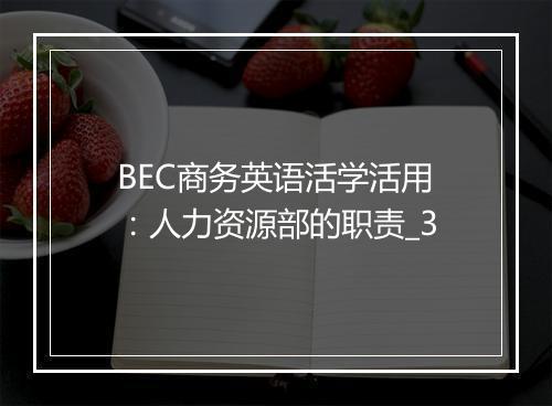 BEC商务英语活学活用：人力资源部的职责_3