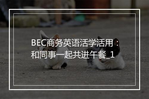 BEC商务英语活学活用：和同事一起共进午餐_1