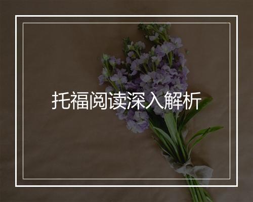 托福阅读深入解析