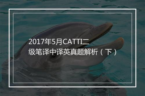 2017年5月CATTI二级笔译中译英真题解析（下）