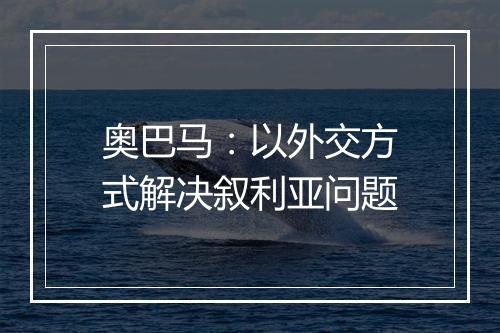 奥巴马：以外交方式解决叙利亚问题