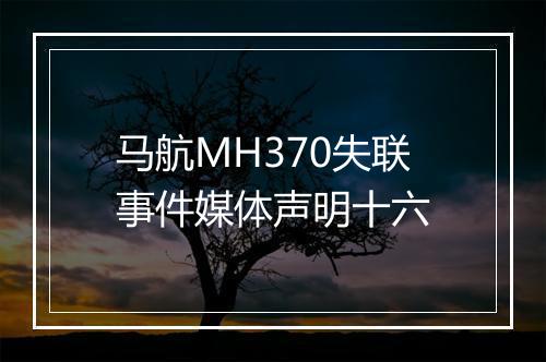 马航MH370失联事件媒体声明十六