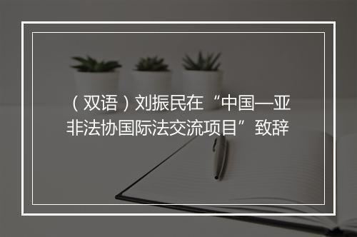 （双语）刘振民在“中国—亚非法协国际法交流项目”致辞