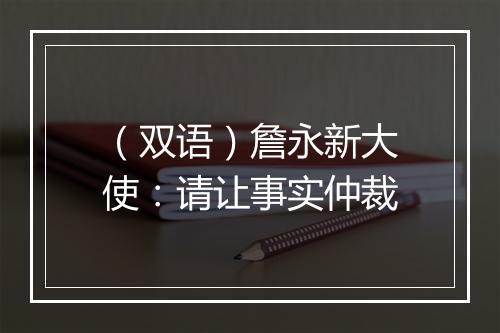 （双语）詹永新大使：请让事实仲裁