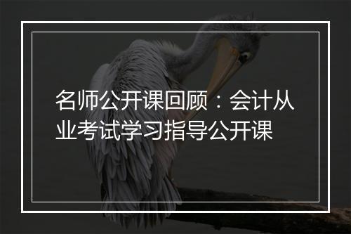 名师公开课回顾：会计从业考试学习指导公开课