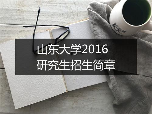 山东大学2016研究生招生简章