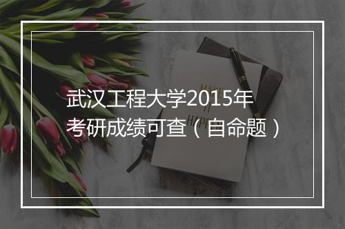 武汉工程大学2015年考研成绩可查（自命题）