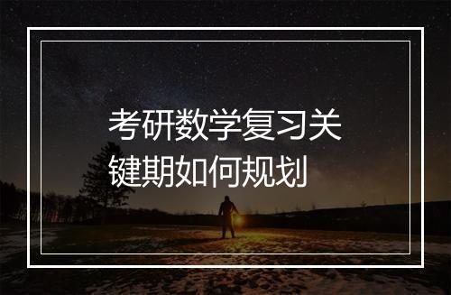 考研数学复习关键期如何规划