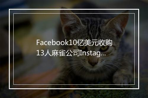 Facebook10亿美元收购13人麻雀公司Instagram