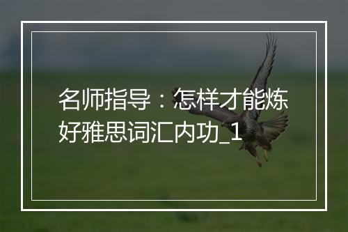 名师指导：怎样才能炼好雅思词汇内功_1